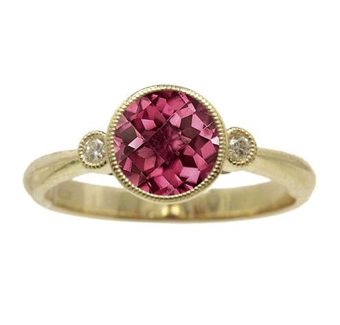 170568 - 72210-RRH - Rhodolite and Diamond Ring in Yellow Gold